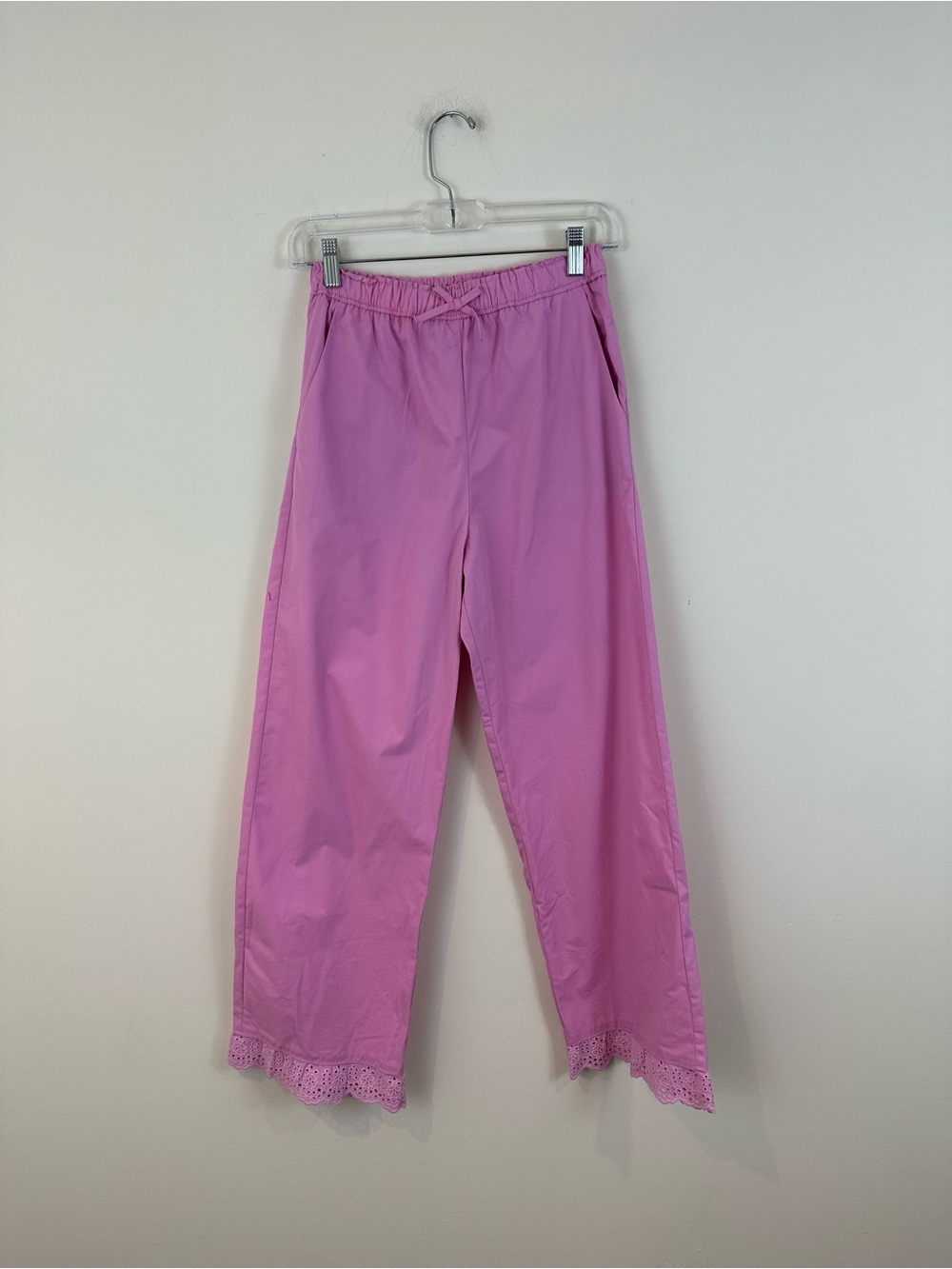 Zara Kids Pink Lace Ruffle Hem Pull-On Pants Size 13-14 Girl's - Picture 1 of 4